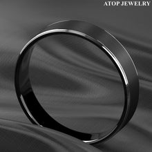 Load image into Gallery viewer, Tungsten Rings for Men Wedding Bands for Her 6mm Black Brushed Silver Stripe
