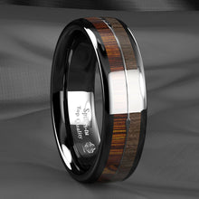 Load image into Gallery viewer, Engagement Rings for Women Mens Wedding Bands for Him and Her Promise / Bridal Mens Womens Rings 6mm Black Wood Arrow
