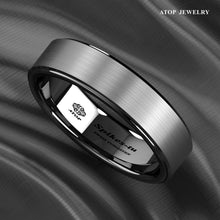 Load image into Gallery viewer, Engagement Rings for Women Mens Wedding Bands for Him and Her Promise / Bridal Mens Womens Rings 6mm Black Brushed Titanium Color
