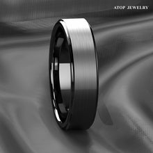 Load image into Gallery viewer, Engagement Rings for Women Mens Wedding Bands for Him and Her Promise / Bridal Mens Womens Rings 6mm Black Brushed Titanium Color
