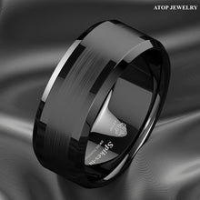 Load image into Gallery viewer, Engagement Rings for Women Mens Wedding Bands for Him and Her Promise / Bridal Mens Womens Rings Black Brushed Center
