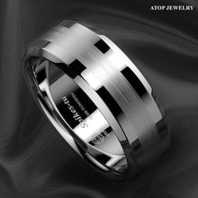 Load image into Gallery viewer, Engagement Rings for Women Mens Wedding Bands for Him and Her Promise / Bridal Mens Womens Rings Brushed Center Silver
