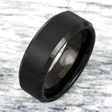 Load image into Gallery viewer, Tungsten Rings for Men Wedding Bands for Her 4mm Black Brushed Comfort Fit
