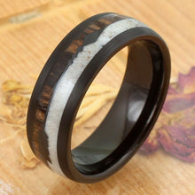 Load image into Gallery viewer, Engagement Rings for Women Mens Wedding Bands for Him and Her Promise / Bridal Mens Womens Rings Black Deer Antler Wood &amp; Arrow
