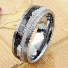 Load image into Gallery viewer, Engagement Rings for Women Mens Wedding Bands for Him and Her Promise / Bridal Mens Womens Rings 8mm Silver Deer Antler Wood &amp; Arrow

