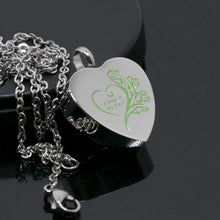 Load image into Gallery viewer, Cremation Urn Necklace Heart Ash Holder Keepsake Memorial Always in My Heart
