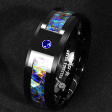 Load image into Gallery viewer, Engagement Rings for Women Mens Wedding Bands for Him and Her Promise / Bridal Mens Womens Rings Black Blue Diamond Colored glaze Inlay
