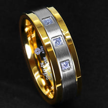 Load image into Gallery viewer, Mens Wedding Band Rings for Men Wedding Rings for Womens / Mens Rings Diamond Gold Silver Brushed
