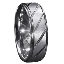 Load image into Gallery viewer, Tungsten Rings for Men Wedding Bands for Him Womens Wedding Bands for Her 8mm Silver Sandblasted Finish Groove
