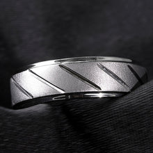 Load image into Gallery viewer, Mens Wedding Band Rings for Men Wedding Rings for Womens / Mens Rings Silver Sandblasted Finish Groove

