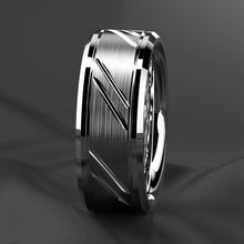Load image into Gallery viewer, Tungsten Rings for Men Wedding Bands for Him Womens Wedding Bands for Her 8mm Silver Leaf New Brushed Style

