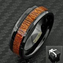 Load image into Gallery viewer, Engagement Rings for Women Mens Wedding Bands for Him and Her Promise / Bridal Mens Womens Rings Black Brown Wood Grain
