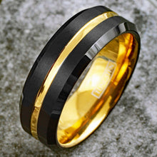 Load image into Gallery viewer, Tungsten Carbide Rings for Women Wedding Bands for Him 6mm Black Yellow Gold
