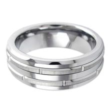 Load image into Gallery viewer, Mens Wedding Band Rings for Men Wedding Rings for Womens / Mens Rings Silver Grooved Brushed Stripes
