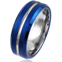 Load image into Gallery viewer, Mens Wedding Band Rings for Men Wedding Rings for Womens / Mens Rings Blue and Silver
