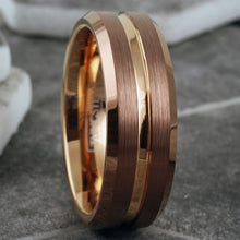Load image into Gallery viewer, Tungsten Carbide Rings for Women Wedding Bands for Her 6mm Rose Gold Bronze-Brown

