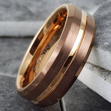 Load image into Gallery viewer, Mens Wedding Band Rings for Men Wedding Rings for Womens / Mens Rings Rose Gold Bronze-Brown
