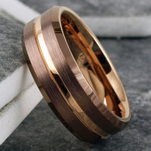 Load image into Gallery viewer, Tungsten Carbide Rings for Women Wedding Bands for Her 6mm Rose Gold Bronze-Brown
