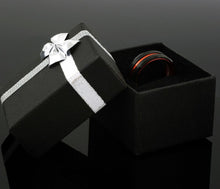 Load image into Gallery viewer, Mens Wedding Band Rings for Men Wedding Rings for Womens / Mens Rings Black Thin Orange Line
