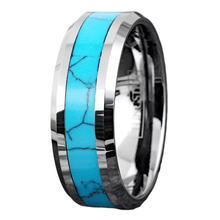 Load image into Gallery viewer, Men&#39;s Wedding Band Ring 6mm with Turquoise Center - Wedding Rings for Men and Women
