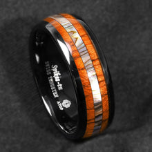 Load image into Gallery viewer, Mens Wedding Band Rings for Men Wedding Rings for Womens / Mens Rings Black Koa Wood Abalone
