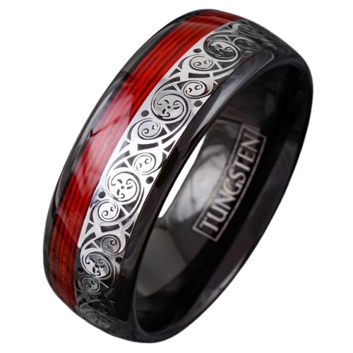 Engagement Rings for Women Mens Wedding Bands for Him and Her Promise / Bridal Mens Womens Rings Black Clockwork Gears & Red Wire