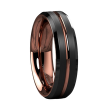Load image into Gallery viewer, Tungsten Rings for Women Wedding Bands for Her 6mm Black Brushed Rose Gold
