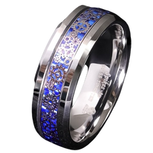 Load image into Gallery viewer, Mens Wedding Band Rings for Men Wedding Rings for Womens / Mens Rings Clockwork Gears Blue Carbon Fiber
