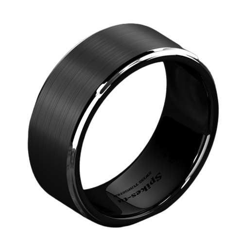 Engagement Rings for Women Mens Wedding Bands for Him and Her Promise / Bridal Mens Womens Rings Black Brushed Silver Stripe