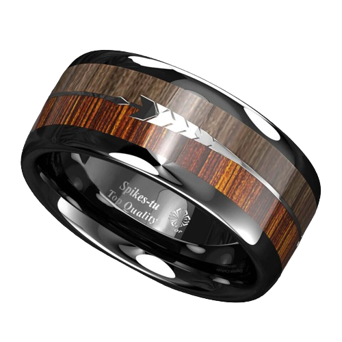 Engagement Rings for Women Mens Wedding Bands for Him and Her Promise / Bridal Mens Womens Rings Black Wood Arrow
