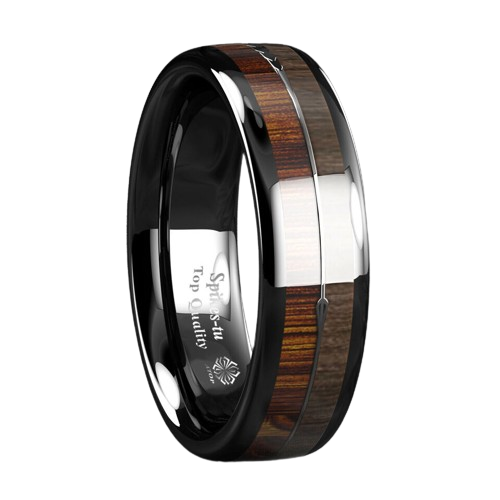 Engagement Rings for Women Mens Wedding Bands for Him and Her Promise / Bridal Mens Womens Rings 6mm Black Wood Arrow