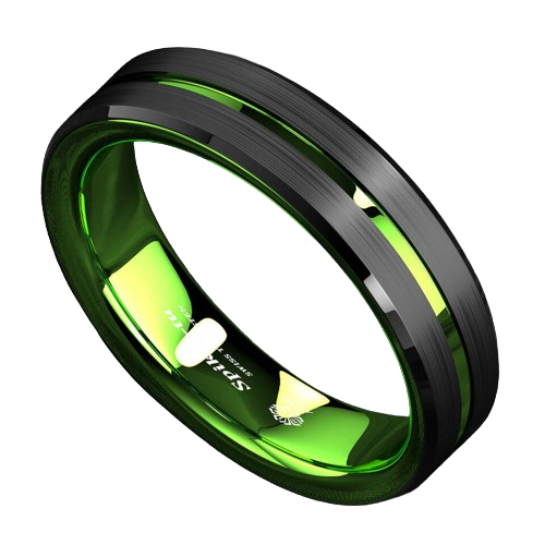 Engagement Rings for Women Mens Wedding Bands for Him and Her Promise / Bridal Mens Womens Rings 6mm Black Green Line