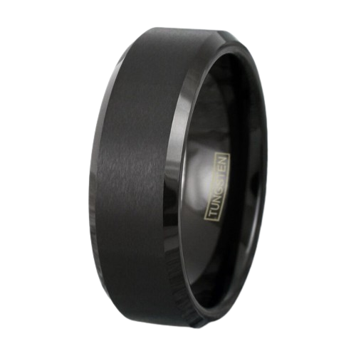 Tungsten Rings for Men Wedding Bands for Her 4mm Black Brushed Comfort Fit
