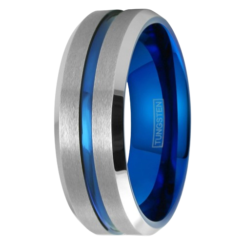 Mens Wedding Band Rings for Men Wedding Rings for Womens / Mens Rings 6mm Silver Blue Line