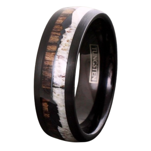 Engagement Rings for Women Mens Wedding Bands for Him and Her Promise / Bridal Mens Womens Rings Black Deer Antler Wood & Arrow