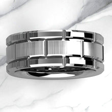 Load image into Gallery viewer, Tungsten Carbide Wedding Band Rings for Men Silver Brushed Bricked Pattern - Jewelry Store by Erik Rayo
