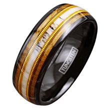 Load image into Gallery viewer, Men&#39;s Wedding Band Rings - Deer Antler, Whiskey Barrel, Guitar String Design - Unisex Wedding Rings
