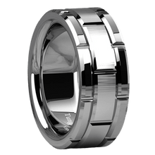 Load image into Gallery viewer, Tungsten Carbide Wedding Band Rings for Men Silver Brushed Bricked Pattern - Jewelry Store by Erik Rayo
