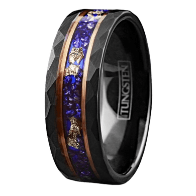 Mens Wedding Band Rings for Men Wedding Rings for Womens / Mens Rings Blue Sapphire with 24K Gold Foil Leaf - Jewelry Store by Erik Rayo