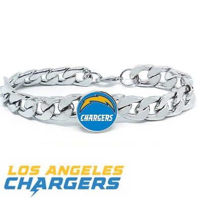 San Diego Chargers Bracelet Silver Stainless Steel Mens and Womens Curb Link Chain Football Gift - ErikRayo.com