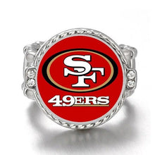 Load image into Gallery viewer, San Francisco 49ers Ring Adjustable Jewelry Silver Plated Mens Womens Chain Football NFL Team - One Size Fits All - ErikRayo.com
