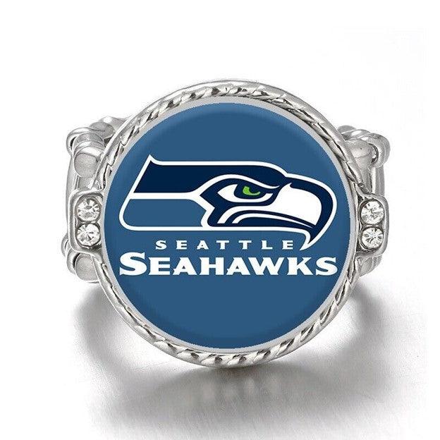Seattle Seahawks Ring Adjustable Jewelry Silver Plated Mens Womens Chain Football NFL Team - One Size Fits All - ErikRayo.com
