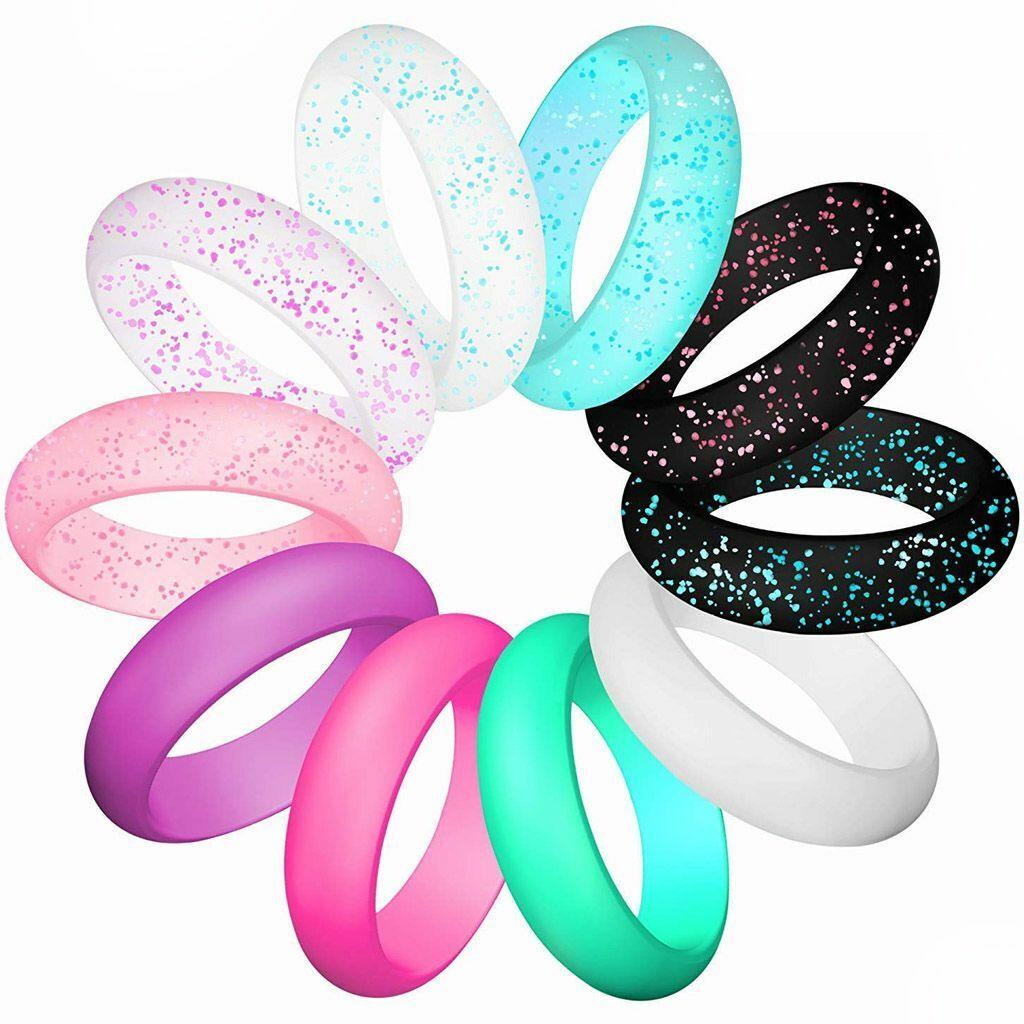 Silicone Wedding Engagement Ring Women Rubber Band for Work Gym Sports (Pack of 10 Rings) - ErikRayo.com
