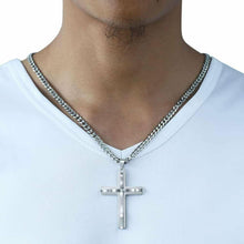 Load image into Gallery viewer, Silver Cross Necklace with Curb Chain Pendant 18-30 Inches Stainless Steel - Jewelry Store by Erik Rayo
