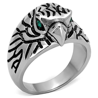 Silver Eagle Ring Anillo Para Hombre Mujer y Ninos Kids Unisex Stainless Steel Ring with Top Grade Crystal in Emerald - Jewelry Store by Erik Rayo