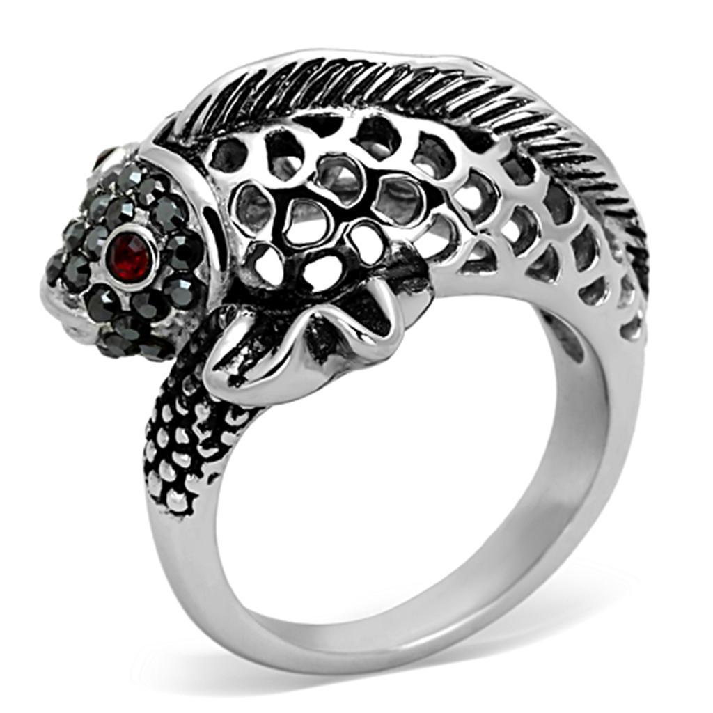 Silver Fish Ring Anillo Para Hombre y Mujer y Ninos Unisex Kids Stainless Steel Ring with Top Grade Crystal in Siam - Jewelry Store by Erik Rayo