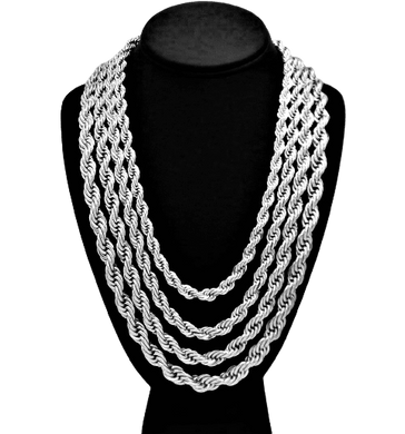 Silver Rope Chain Necklace for Men Women and Kids Stainless Steel - ErikRayo.com