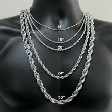 Load image into Gallery viewer, Silver Rope Chain Necklace for Men Women and Kids Stainless Steel - ErikRayo.com

