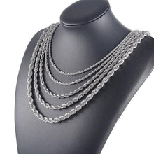Load image into Gallery viewer, Silver Rope Chain Necklaces for Men Women and Kids Stainless Steel - Jewelry Store by Erik Rayo
