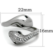 Load image into Gallery viewer, Silver Snakes Womens Ring Anillo Para Mujer Stainless Steel Ring Top Grade Crystal in Jet - Jewelry Store by Erik Rayo
